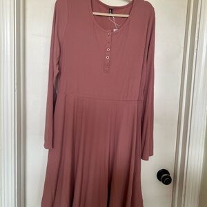 Elegant Mauve Long Sleeve Dress